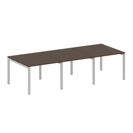 Metal System Quattro Переговорный стол (3 столешницы) на П-оразном м/к 50БП.ПРГ-3.1 Венге Цаво/Металл Серый 3000*1235*750