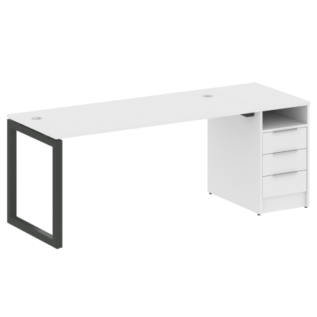 Metal System Quattro Рабочая станция с тумбой на О-образном м/к 50БО.РС-СТП-1.4 Белый/Металл Антрацит 2012*720*750 Metal System Quattro Рабочая станция с тумбой на О-образном м/к 50БО.РС-СТП-1.4 Белый/Металл Антрацит 2012*720*750