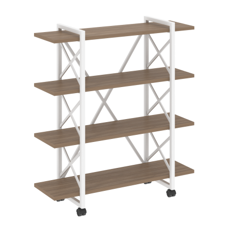 Loft Стеллаж на колесных опорах-4 полки VR.L-MST.K-4.8V Дуб Аризона/Металл Белый 1200*400*1334