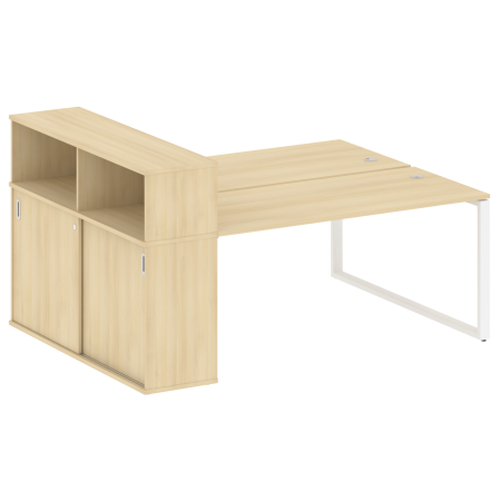 Metal System Рабочая станция с шкафом-купе на О-образном м/к БО.РС-СШК-2.4 Т Акация Лорка/Металл Белый 2010*1475*1098 Metal System Рабочая станция с шкафом-купе на О-образном м/к БО.РС-СШК-2.4 Т Акация Лорка/Металл Белый 2010*1475*1098