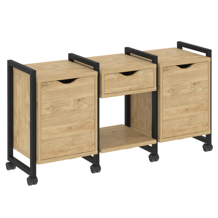 Loft Тумба на колесных опорах VR.L-TN-7.K Тиквуд Светлый/Металл Черный 1440*460*767 Loft Тумба на колесных опорах VR.L-TN-7.K Тиквуд Светлый/Металл Черный 1440*460*767