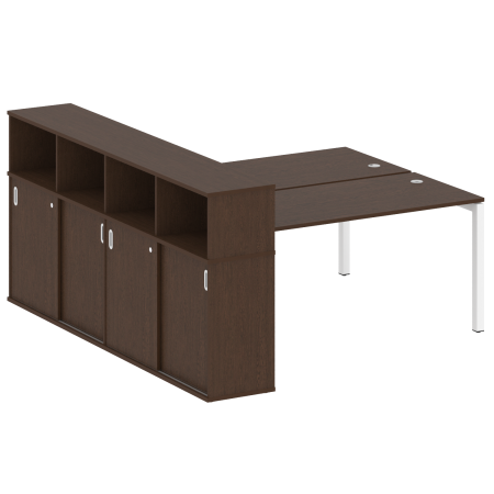 Metal System Quattro Рабочая станция с шкафом-купе на П-образном м/к 50БП.РС-СШК-4.4 Т Венге Цаво/Металл Белый 2010*2332*1098