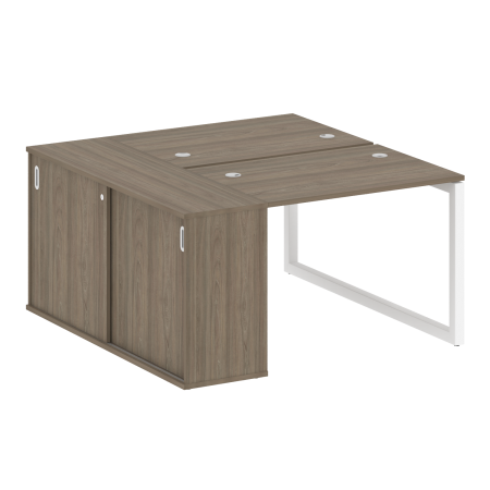 Metal System Quattro Рабочая станция с шкафом-купе на О-образном м/к 50БО.РС-СШК-1.1 Т Вяз Благородный/Металл Белый 1410*1475*750