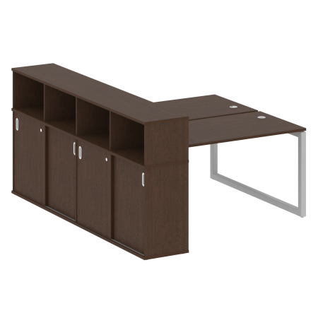 Metal System Quattro Рабочая станция с шкафом-купе на О-образном м/к 50БО.РС-СШК-4.3 Т Венге Цаво/Металл Серый 1810*2332*1098