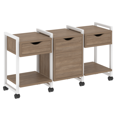 Loft Тумба на колесных опорах VR.L-TN-6.K Дуб Аризона/Металл Белый 1440*460*767