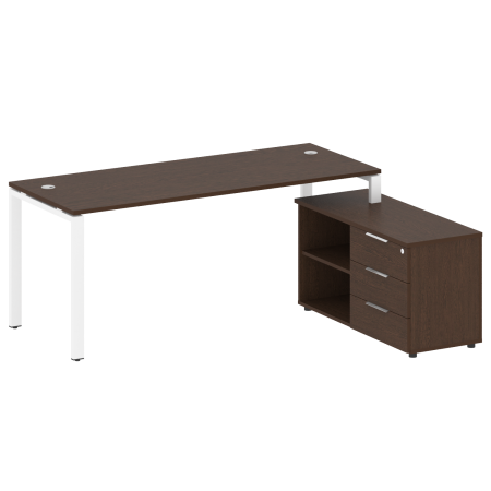 Metal System Рабочая станция с тумбой на П-образном м/к БП.РС-СТС-2.5 (R) Венге Цаво/Металл Белый 1900*1520*750 Metal System Рабочая станция с тумбой на П-образном м/к БП.РС-СТС-2.5 (R) Венге Цаво/Металл Белый 1900*1520*750