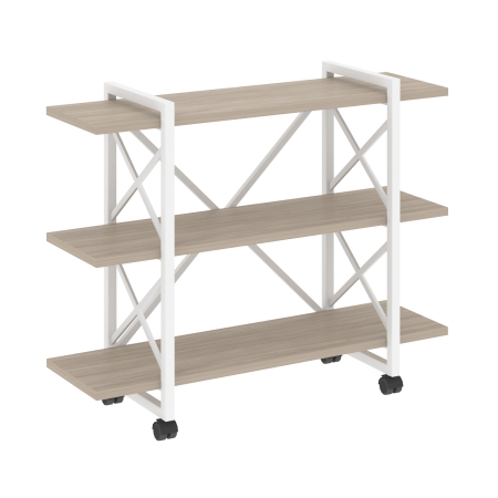 Loft Стеллаж на колесных опорах-3 полки VR.L-MST.K-3.8V Дуб Аттик/Металл Белый 1200*400*968