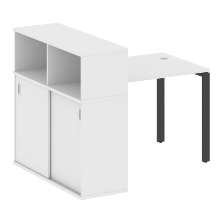 Metal System Стол письменный с шкафом-купе на П-образном м/к БП.РС-СШК-3.1 Т Белый/Металл Антрацит 1410*1120*1098 Metal System Стол письменный с шкафом-купе на П-образном м/к БП.РС-СШК-3.1 Т Белый/Металл Антрацит 1410*1120*1098