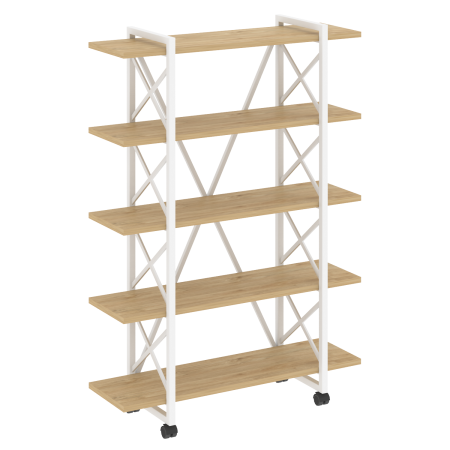 Loft Стеллаж на колесных опорах-5 полок VR.L-MST.K-5.8V Тиквуд Светлый/Металл Белый 1200*400*1704