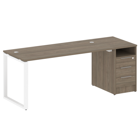 Metal System Рабочая станция с тумбой на О-образном м/к БО.РС-СТП-1.4 Вяз Благородный/Металл Белый 2012*720*750 Metal System Рабочая станция с тумбой на О-образном м/к БО.РС-СТП-1.4 Вяз Благородный/Металл Белый 2012*720*750