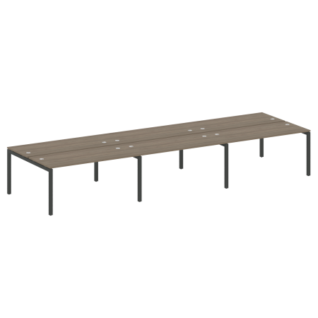 Metal System Quattro Рабочая станция на 6 раб. мест на П-образном м/к 50БП.СМ-6.4 Вяз Благородный/Металл Антрацит 4800*1475*750