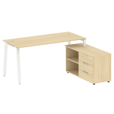 Metal System Рабочая станция с тумбой на А-образном м/к БА.РС-СТС-2.4 (R) Акация Лорка/Металл Белый 1700*1520*750 Metal System Рабочая станция с тумбой на А-образном м/к БА.РС-СТС-2.4 (R) Акация Лорка/Металл Белый 1700*1520*750