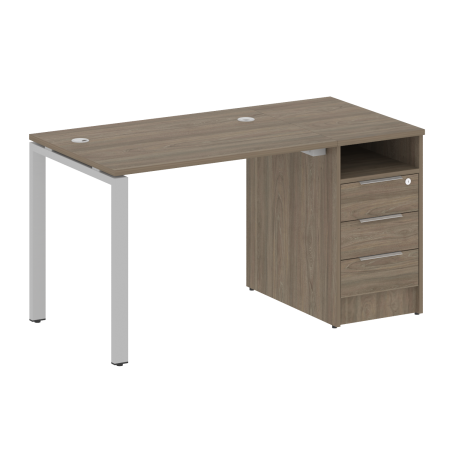 Metal System Рабочая станция с тумбой на П-образном м/к БП.РС-СТП-1.1 Вяз Благородный/Металл Серый 1412*720*750 Metal System Рабочая станция с тумбой на П-образном м/к БП.РС-СТП-1.1 Вяз Благородный/Металл Серый 1412*720*750