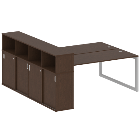 Metal System Quattro Рабочая станция с шкафом-купе на О-образном м/к 50БО.РС-СШК-4.5 Т Венге Цаво/Металл Серый 2210*2332*1098