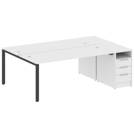 Metal System Рабочая станция с тумбой на П-образном м/к БП.РС-СТП-2.5 Белый/Металл Антрацит 2212*1475*750 Metal System Рабочая станция с тумбой на П-образном м/к БП.РС-СТП-2.5 Белый/Металл Антрацит 2212*1475*750