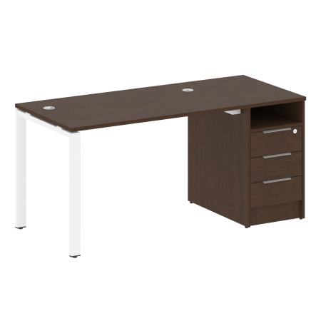 Metal System Рабочая станция с тумбой на П-образном м/к БП.РС-СТП-1.2 Венге Цаво/Металл Белый 1612*720*750 Metal System Рабочая станция с тумбой на П-образном м/к БП.РС-СТП-1.2 Венге Цаво/Металл Белый 1612*720*750