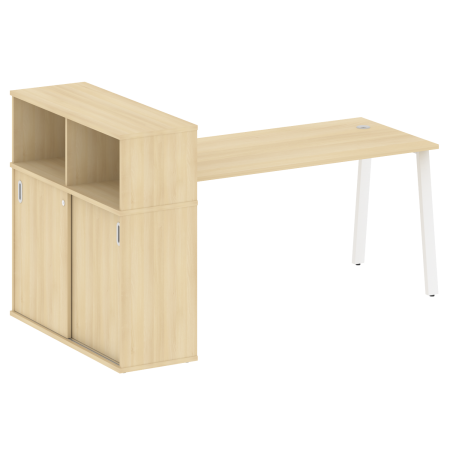 Metal System Стол письменный с шкафом-купе на А-образном м/к БА.РС-СШК-3.4 Т Акация Лорка/Металл Белый 2010*1120*1098 Metal System Стол письменный с шкафом-купе на А-образном м/к БА.РС-СШК-3.4 Т Акация Лорка/Металл Белый 2010*1120*1098