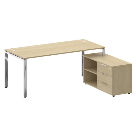 Metal System Direct Стол руковод. с тумбой БГ.СРТ-5.8 (R) Акация Лорка/Нержавеющая Сталь 1900*1620*750 Metal System Direct Стол руковод. с тумбой БГ.СРТ-5.8 (R) Акация Лорка/Нержавеющая Сталь 1900*1620*750