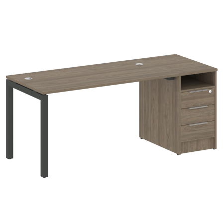 Metal System Quattro Рабочая станция с тумбой на П-образном м/к 50БП.РС-СТП-1.3 Вяз Благородный/Металл Антрацит 1812*720*750