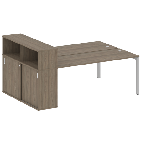 Metal System Quattro Рабочая станция с шкафом-купе на П-образном м/к 50БП.РС-СШК-2.5 Т Вяз Благородный/Металл Серый 2210*1475*1098