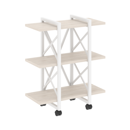 Loft Стеллаж на колесных опорах-3 полки VR.L-MST.K-3.4V Денвер Светлый/Металл Белый 800*400*968