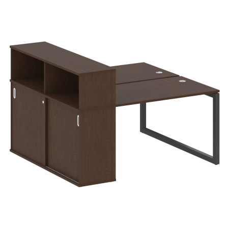 Metal System Quattro Рабочая станция с шкафом-купе на О-образном м/к 50БО.РС-СШК-2.2 Т Венге Цаво/Металл Антрацит 1610*1475*1098