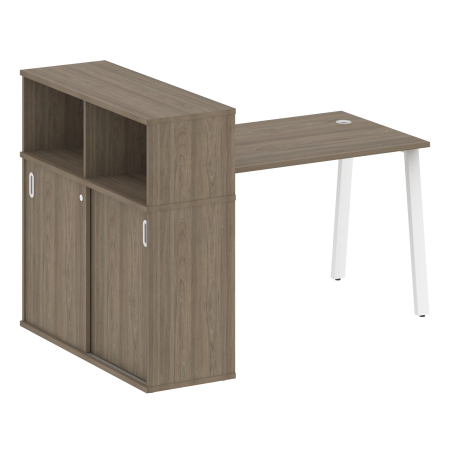 Metal System Стол письменный с шкафом-купе на А-образном м/к БА.РС-СШК-3.2 Т Вяз Благородный/Металл Белый 1610*1120*1098 Metal System Стол письменный с шкафом-купе на А-образном м/к БА.РС-СШК-3.2 Т Вяз Благородный/Металл Белый 1610*1120*1098