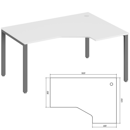Trend Metal TDM32215545 Эргономичный стол правый 1600x1200x750 белый