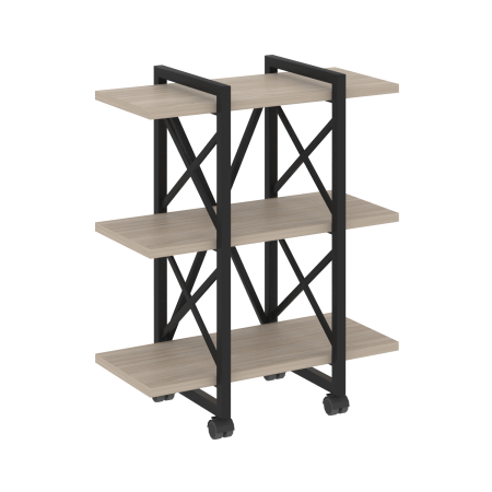 Loft Стеллаж на колесных опорах-3 полки VR.L-MST.K-3.4V Дуб Аттик/Металл Черный 800*400*968