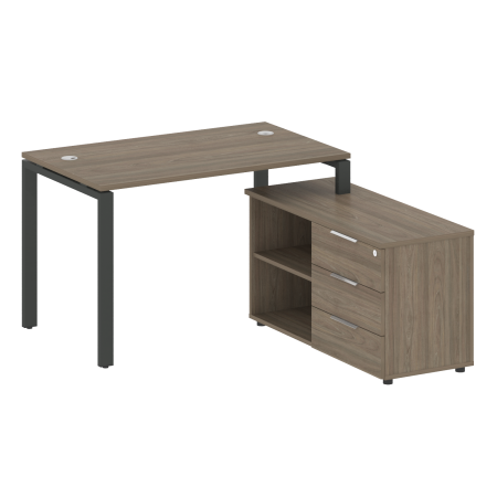 Metal System Рабочая станция с тумбой на П-образном м/к БП.РС-СТС-2.2 (R) Вяз Благородный/Металл Антрацит 1300*1520*750 Metal System Рабочая станция с тумбой на П-образном м/к БП.РС-СТС-2.2 (R) Вяз Благородный/Металл Антрацит 1300*1520*750