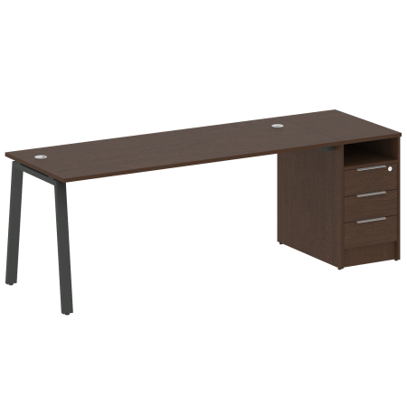 Metal System Рабочая станция с тумбой на А-образном м/к БА.РС-СТП-1.5 Венге Цаво/Металл Антрацит 2212*720*750 Metal System Рабочая станция с тумбой на А-образном м/к БА.РС-СТП-1.5 Венге Цаво/Металл Антрацит 2212*720*750