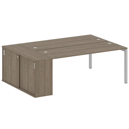 Metal System Quattro Рабочая станция с шкафом-купе на П-образном м/к 50БП.РС-СШК-1.5 Т Вяз Благородный/Металл Серый 2210*1475*750
